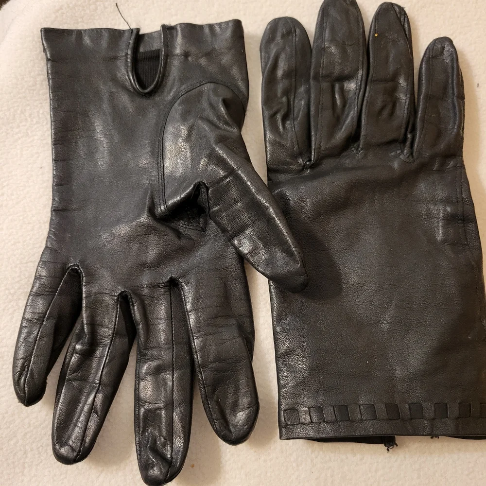 Vintage Smart Set Black Cowhide Leather Gloves Size C